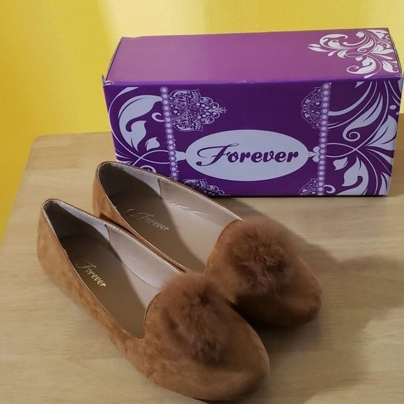 Forever Tan Flat Shoes with Pom-pom - Picture 3 of 4